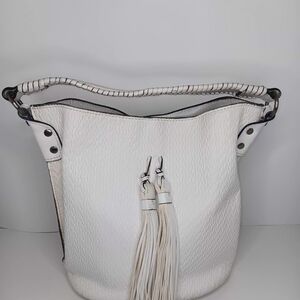 Patricia Nash White Hobo Bag with Tassels